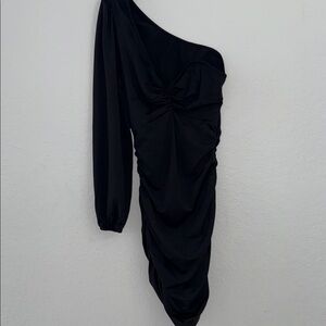 Elegant One-Shoulder Black Dress